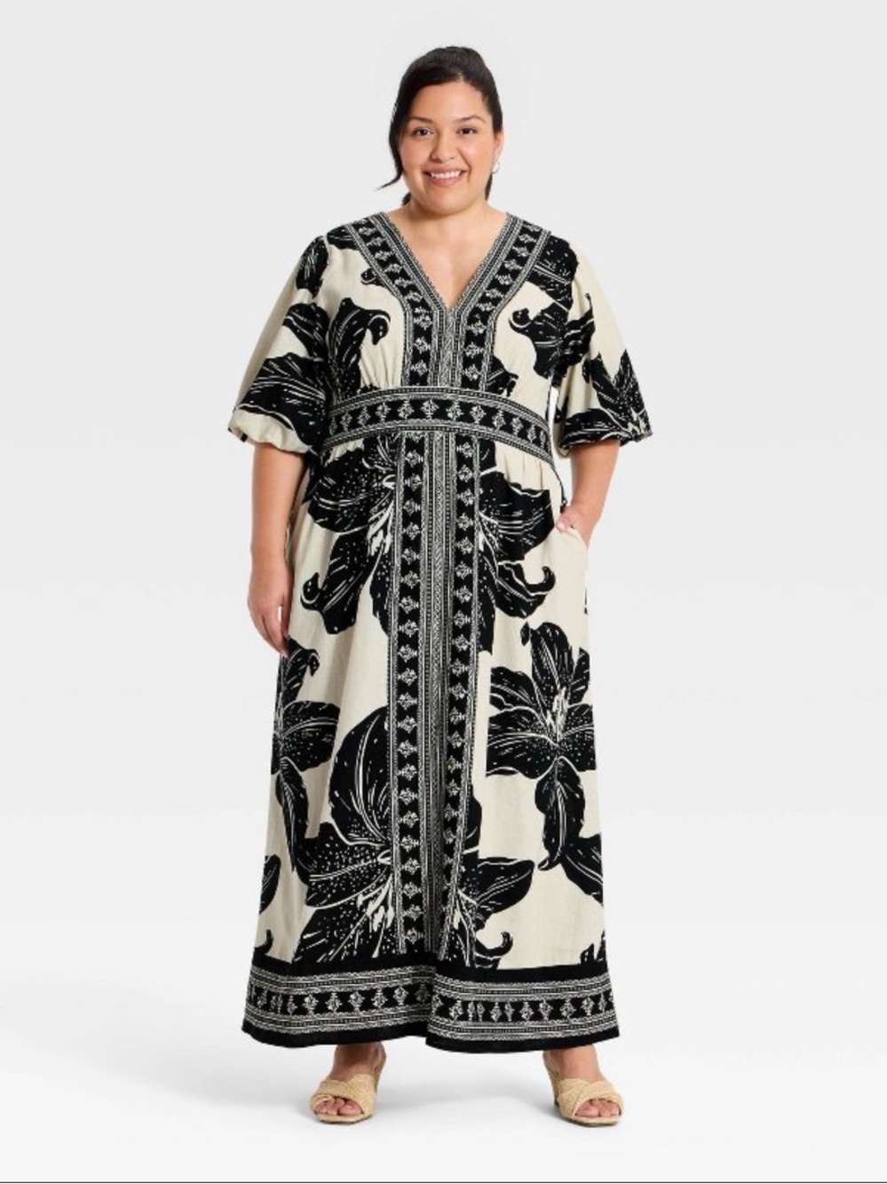 Ava & Viv Floral Maxi Summer Dress - Black Floral 2X- NWT - Picture 3 of 4